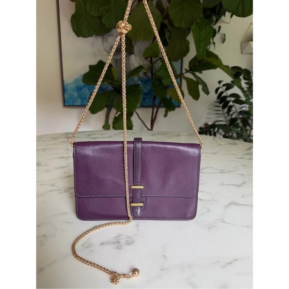COACH LEGACY LEATHER SLIM CLUTCH BRASS BLACK VIOLET PURPLE F50509 Crossbody Bag